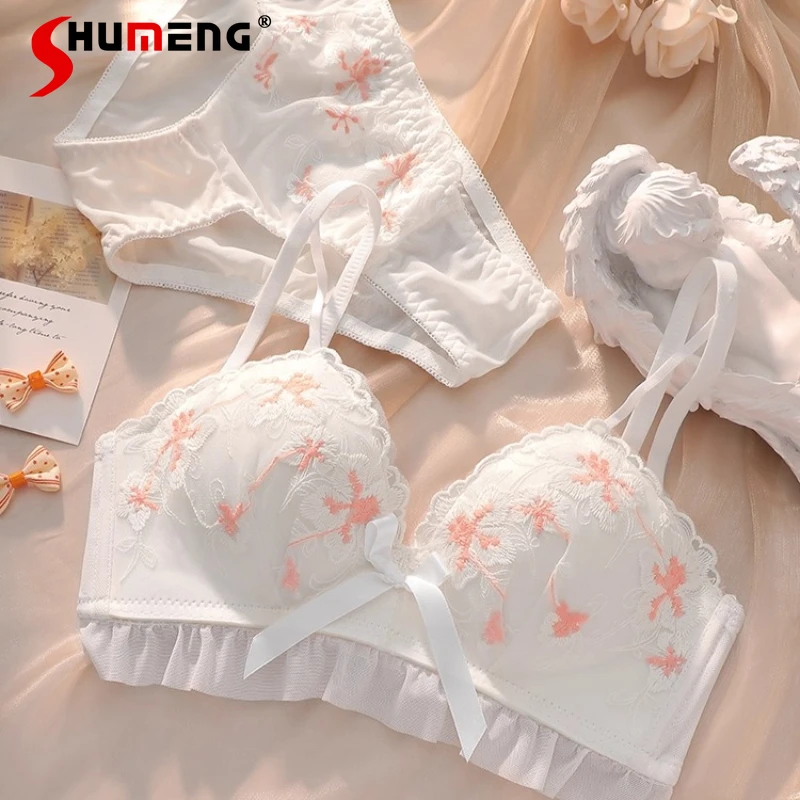 

2025 New Bra Set for Women with Small Bust Push Up Hot Style Pure Desire Intimates Female Japanese Sexy Wireless Brief Suits