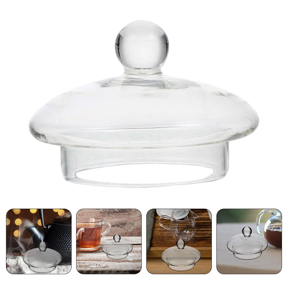 

Teapot Lid Cups with Lids Strainer Replacement Glass Cover Clear Parts Replaceable for Teacup