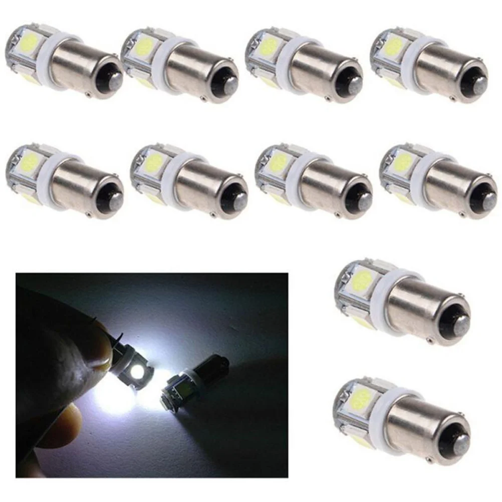 10pcs BA9S 5050 5 SMD LED Car Light Lamp Blub Interior Reading Light Lamp (Yellow) high-power LED bulb