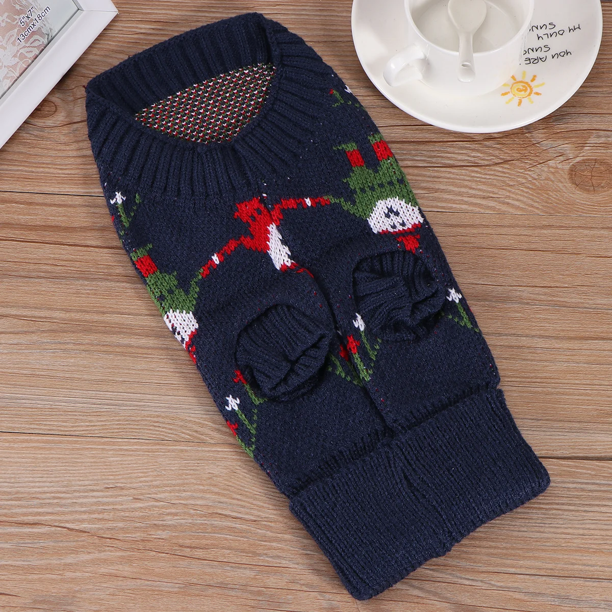 

1Pcs Pet Dog Christmas Turtleneck Knitted Sweater Blue Size M Puppy Clothes Warm Winter Festive Clothing Pet Turtleneck Sweater