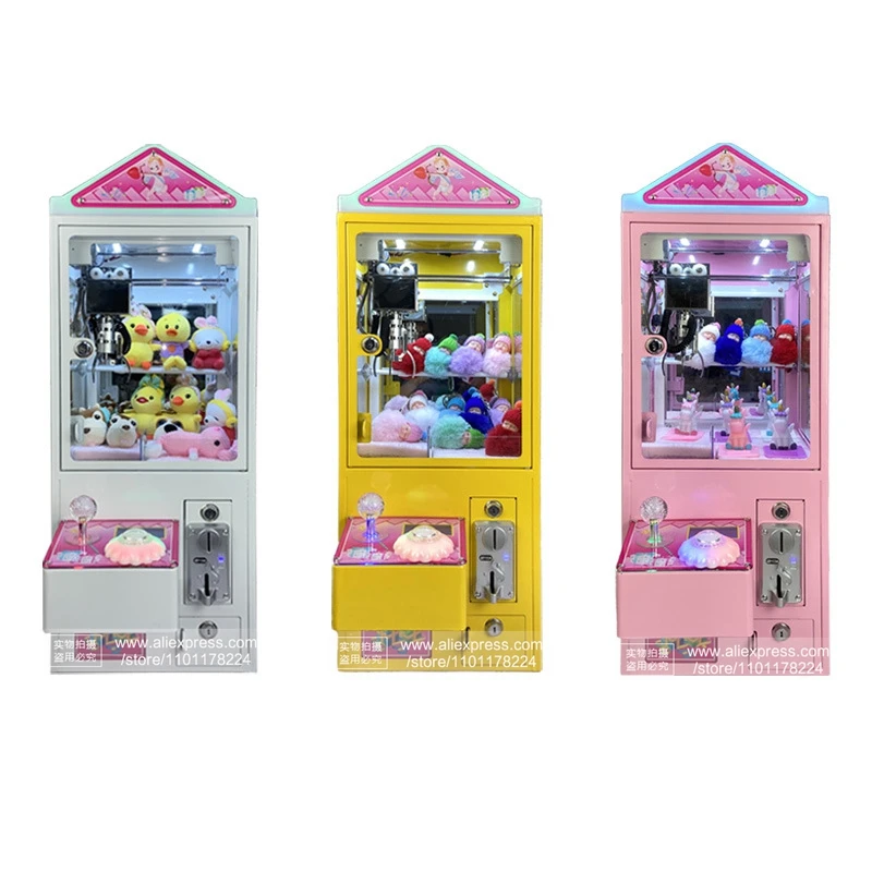 6pcs Mini Claw Crane Stuffed Doll Gachapon Capsules Candy Vending Machine Kids Catch Plush Toy Grab Gift Retro Coin Arcade Games