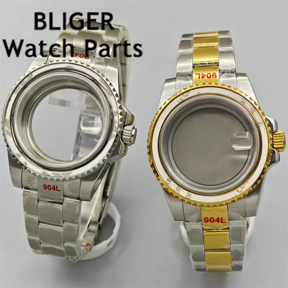 BLIGER 40mm sterile watch case sapphire glass fit NH34 NH35 NH36 ETA2824 2836 Mingzhu DG2813 3804 Miyota8215 PT5000 movement