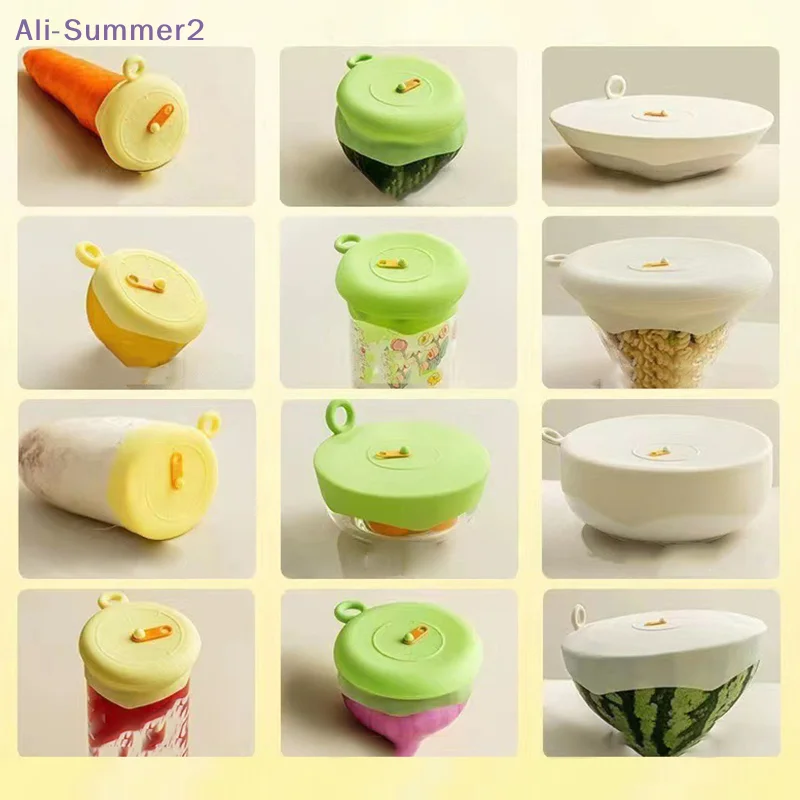 {MX} 1/3Pcs 6.5-18cm Silicone Food Fresh Covers Reusable Sealing Storage Lid With Pull Tab & Weekly Tracker For Bowls/Jars/Cans