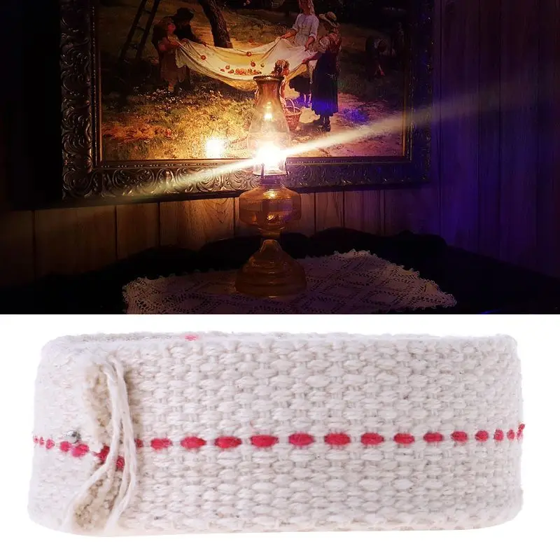 L21A Premium Oil Lamp Mate Flat Cotton Oil Lantern Kerosene Lamp Wick Red Stitch 0.79in Wide 3.3ft Roll