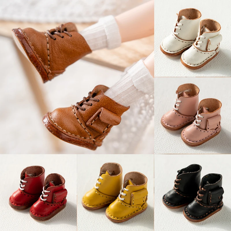 New Blyth Doll Shoes Mini Leather Shoes Lace-up High Boots Suitable for Ob24, Ob22, Azones, Ymy, Licca, Bjd Doll Accessories Toy