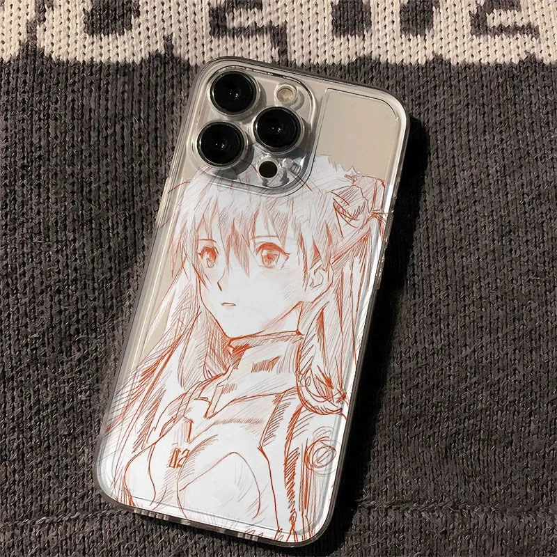 Asuka and Ayanami hand drawn graffiti Phone Case For Samsung S25 S24 S23 S22 S21 S20 FE Note20 Plus Ultra Lite 5G Clear Cover - náhled 5