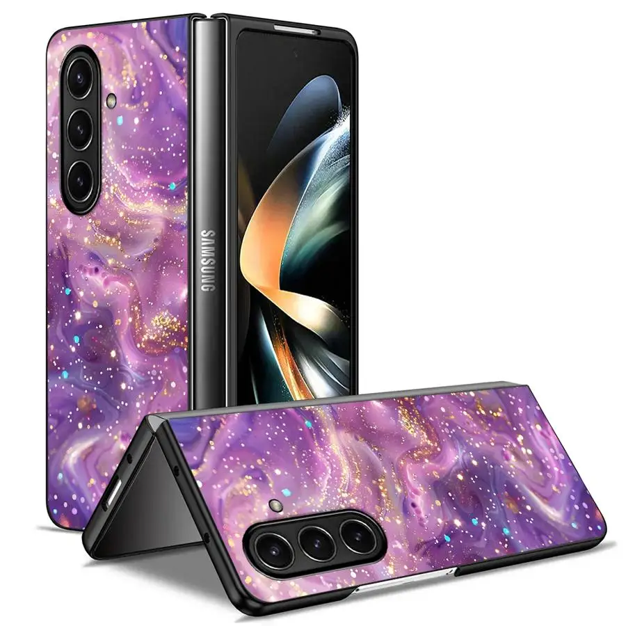 Purple Colorful Pattern Case for Samsung Galaxy ZFold5 Z Fold 7 6 5 4 3 ZFold6 ZFold7 ZFold3 ZFold4 Back Phone Cover