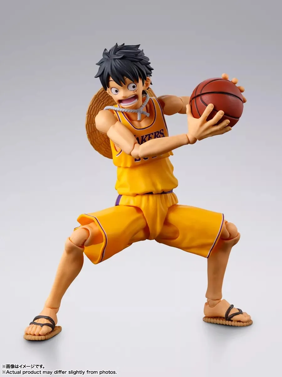 BANDAI S.H.Figuarts One Piece X NBA Monkey D Luffy Anime Action Figure Lakers Plastic Toys Birthday Gift - view 5