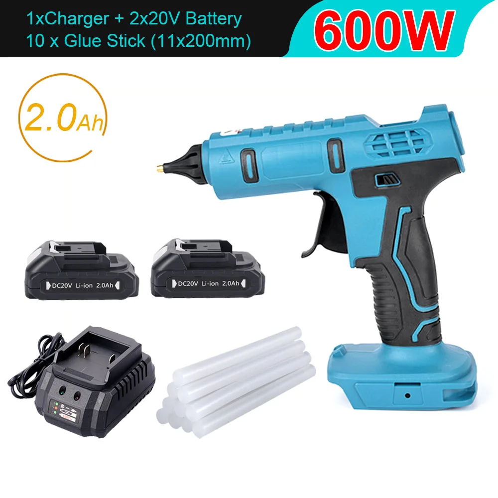 

600W Cordless Electric Hot Melt Glue Gun with 11mm Glue Sticks Anti-scald Rechargeable Home DIY Repair Tool For Makita Battery