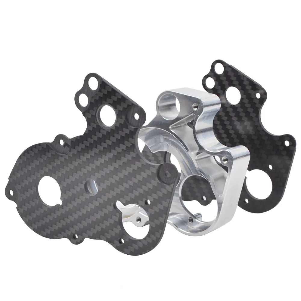 Carbon GearBox Plate W/ Aluminum Gearbox Set for Tamiya Blackfoot Monster Beetle Frog Subaru Brat Mud Blaster Upgrades Parts