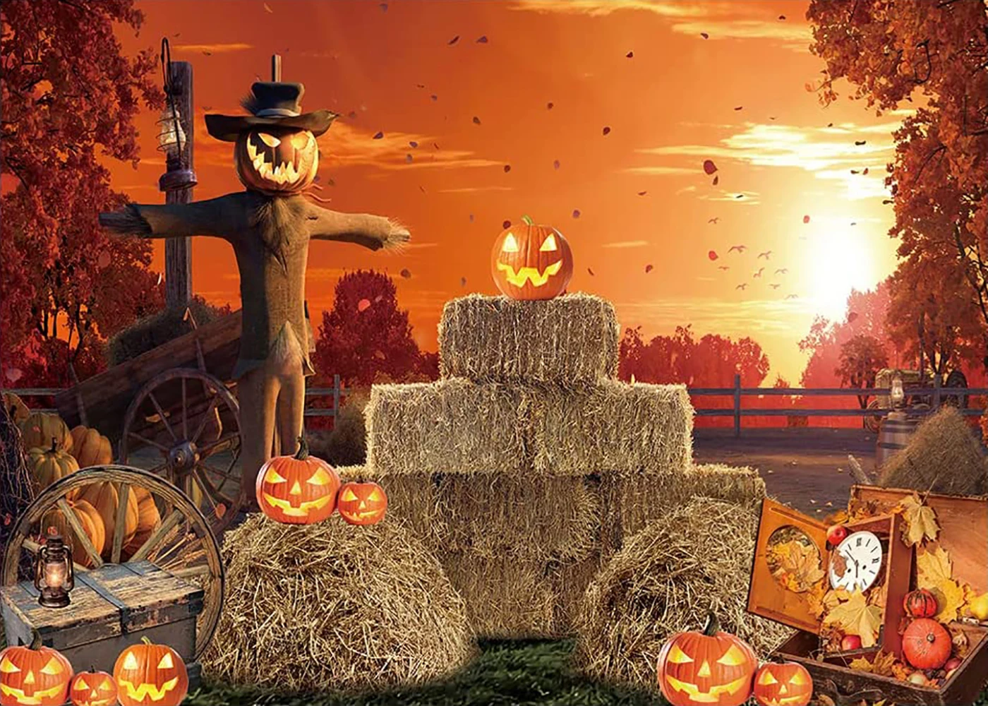 خلفية تصوير للهالوين قاتمة الشيطان اليقطين الفزاعة خلفية كابوس مخيف حفلة راية كشك الصور استوديو الدعائم