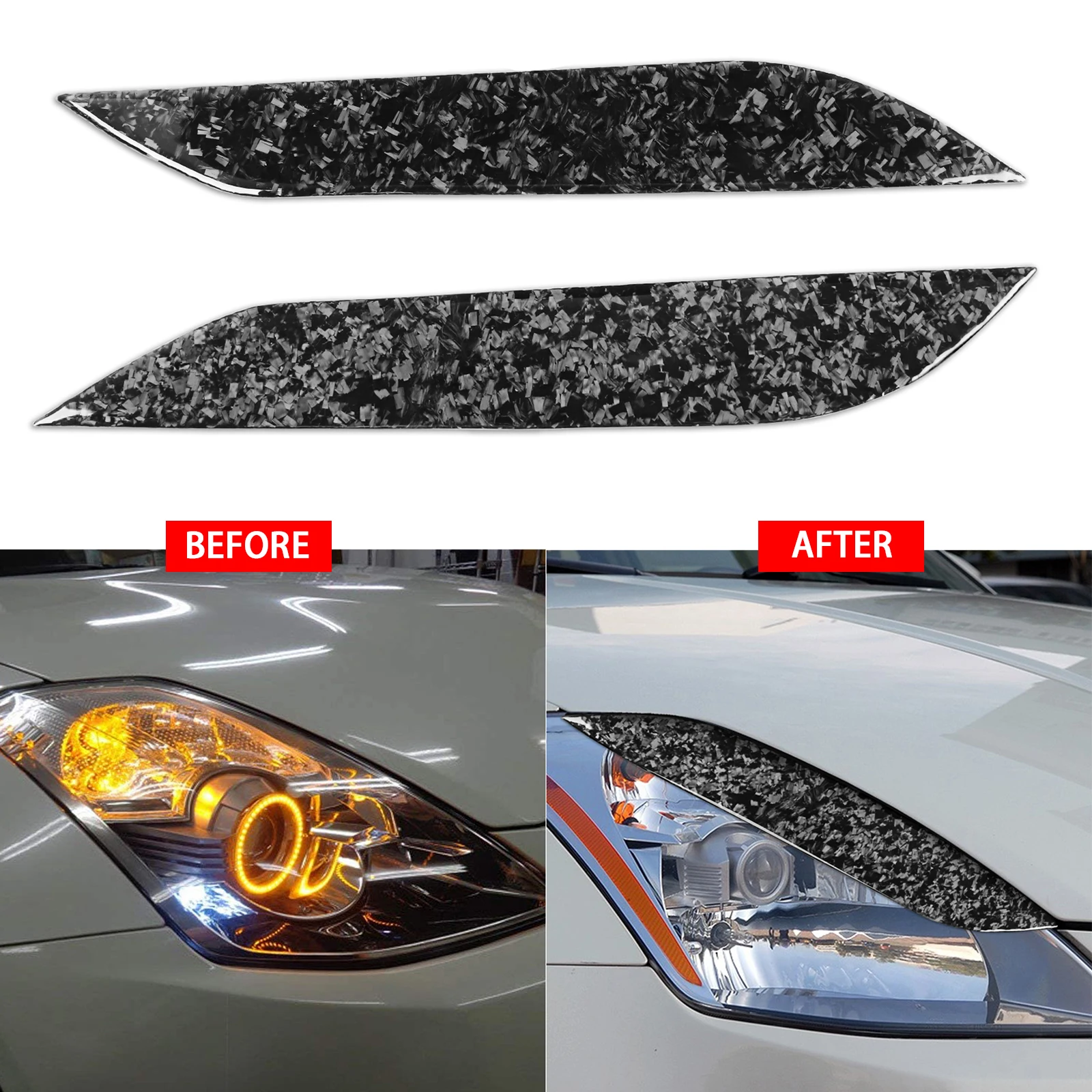 

Forged Carbon Fiber headlight lamp eyebrow cover Trim For Nissan 350Z 2006-2009