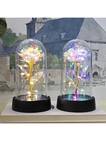 Artificial Rose Flowers Valentines Day Gift for Girlfriend Eternal Rose LED Light Foil Flower Wedding Decor Christmas Gifts