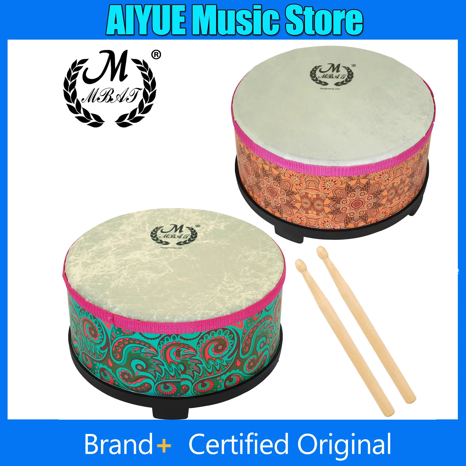 

10-дюймовый наземный барабан, альт-барабан из овчины, твердая древесина Orff, детские просветительские инструменты, барабан среднего действия, ударный инструмент