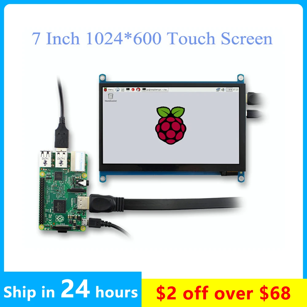 Display HD portatile 1024x600 pannello Touch Screen LCD TFT da 7 pollici Mini PC Monitor HDMI USB nessun supporto Driver Raspberry Pi