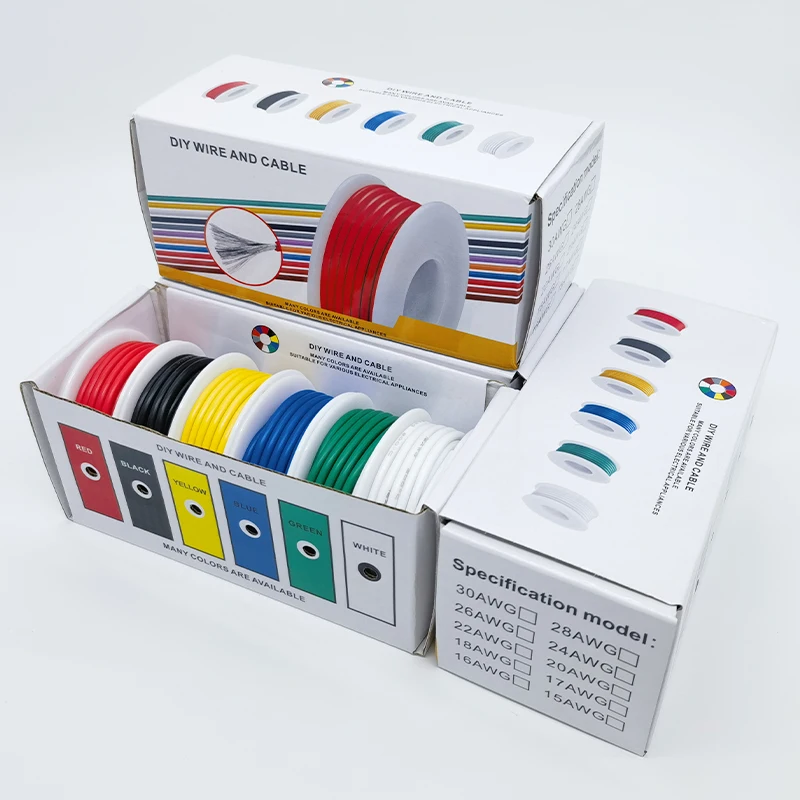 UL1007 Wire 16-30AWG 6 Colors Mix Kit--PVC Insulation Tinned Copper Cable Stranded Electrical Line PCB Wire