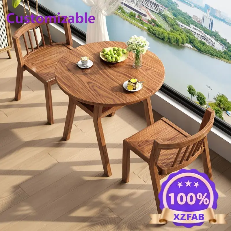 Factory Direct 2026 New balcony casual table and chair combination small tea table set tea tab le one ta ble two chairs solid wo