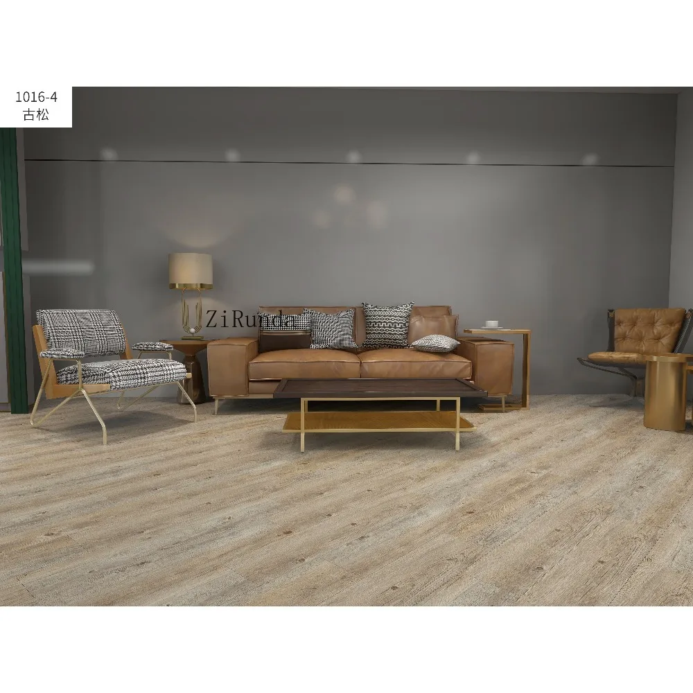 Versión personalizada Deluxe 7 "x49" PVC oficina núcleo duro SPC piso de plástico patrón tejido raspado a mano