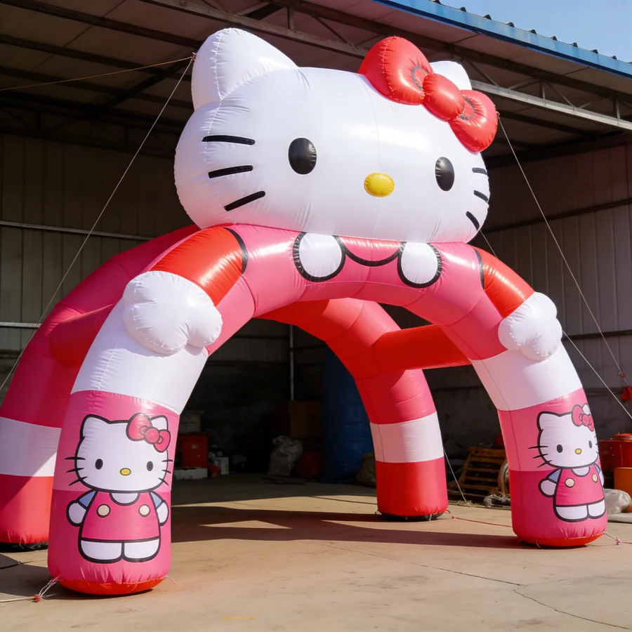 

Гигантская надувная 3D-арка Hello Kitty для коммерческих мероприятий, входных групп торговых центров, наружной рекламы и вечеринок