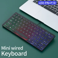 Teclado delgado M70 con cable, APAYADO Mini teclado de colores deslumbrantes, teclas translúcidas de caracteres, clic bajo, RGB
