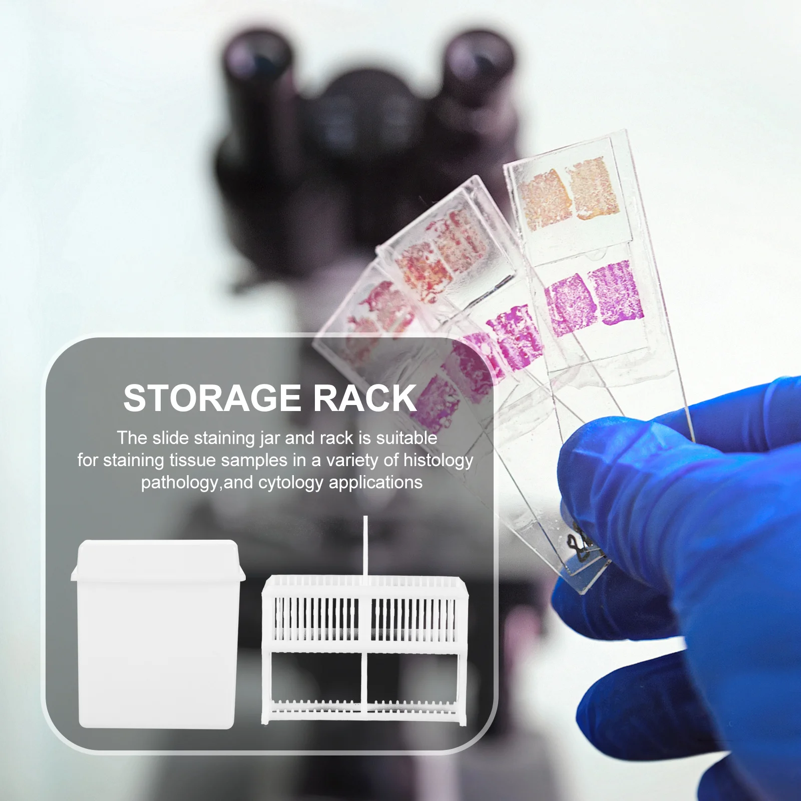 

1Set Microscope Slide Staining Holder Lab Stain Jar Slide Storage Rack Heat Alkali Resistant Durable for Laboratory Use