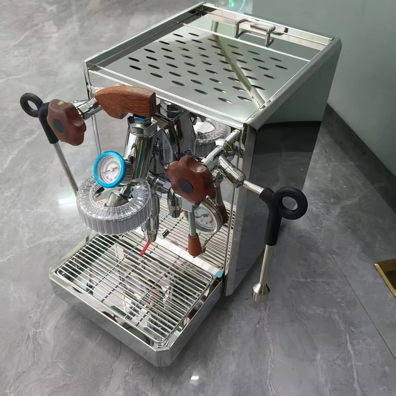 ماكينة صنع قهوة اسبريسو التجارية E61 برأس تخمير شبه أوتوماتيكية 9Bar مضخة دوارة تجارية للسيارات RVs #4