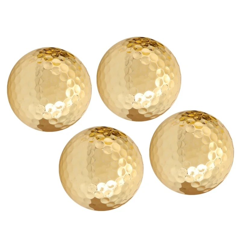 

4Pcs Portable High Quality Double Layer Gold Plating Golf Ball Accessory Golden