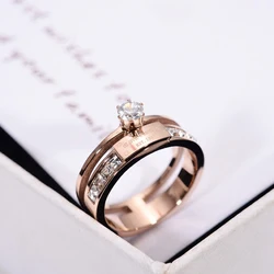 6mm CZ Ring Vintage Light Polish Rings For Men Women 316L Stainless Steel Charms