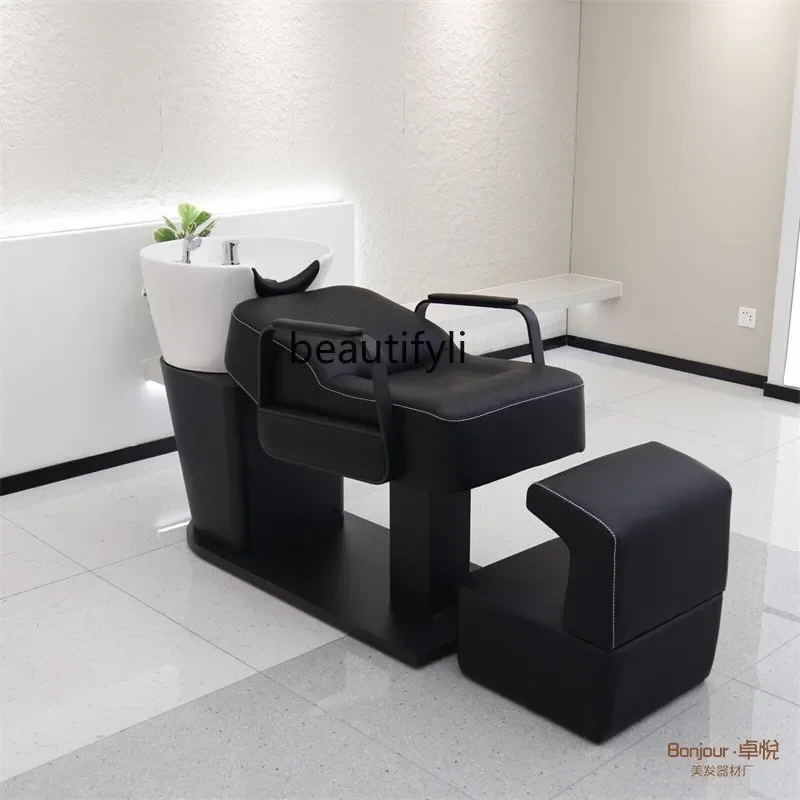 

Barber Shop Shampoo Chair Hair Salon Hair Salon Lying Half High-End Flushing Bed Ceramic Basin