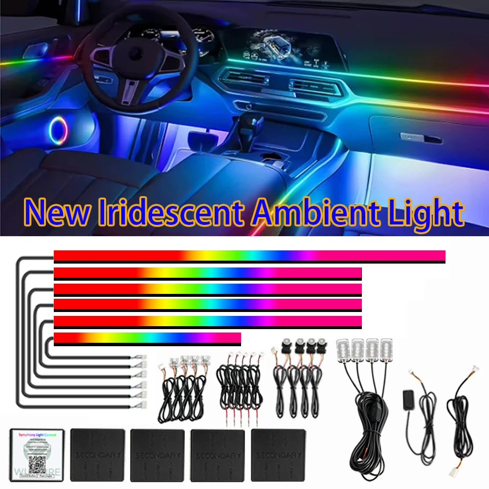 Car Ambient Light RGB Symphony Interior LED Strip Acrylic 213 Color Neon Full Streamer Atmosphere Lamp Kit 12V By App
