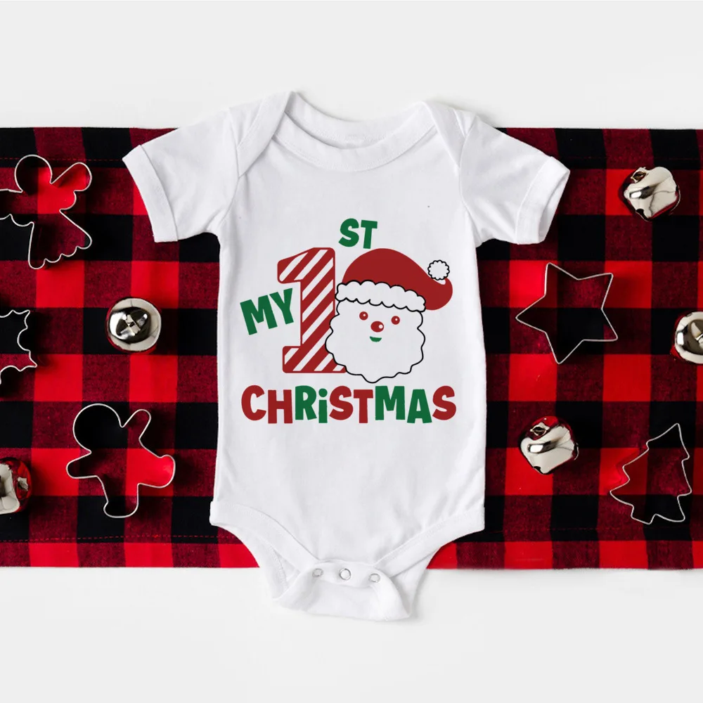 My 1st Christmas Baby body Deer Santa Printed tute neonato festa di natale Baby Infant outfit Xmas Girls Boys Clothing