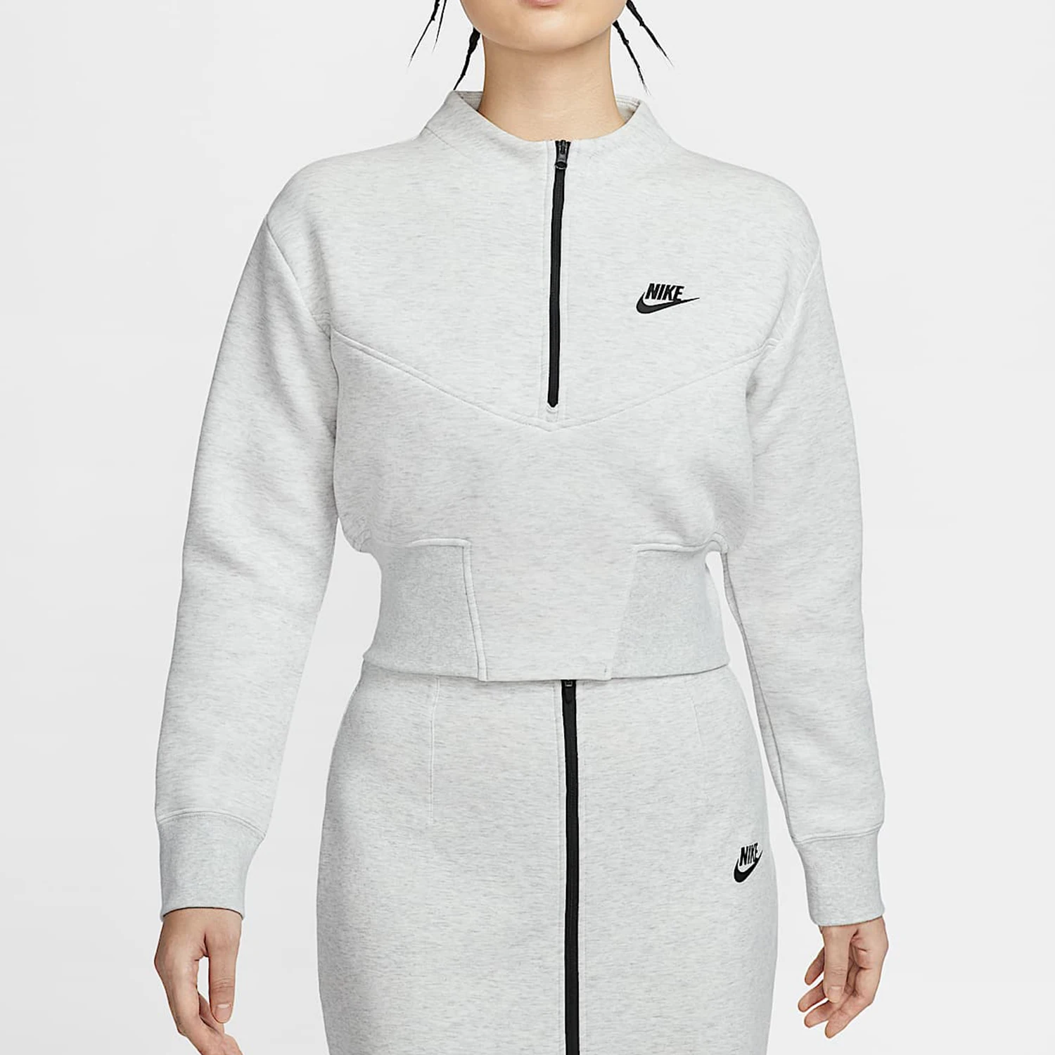 Nike genuine sports women's half zipper waist cinched casual hoodie pullover HJ1032-013