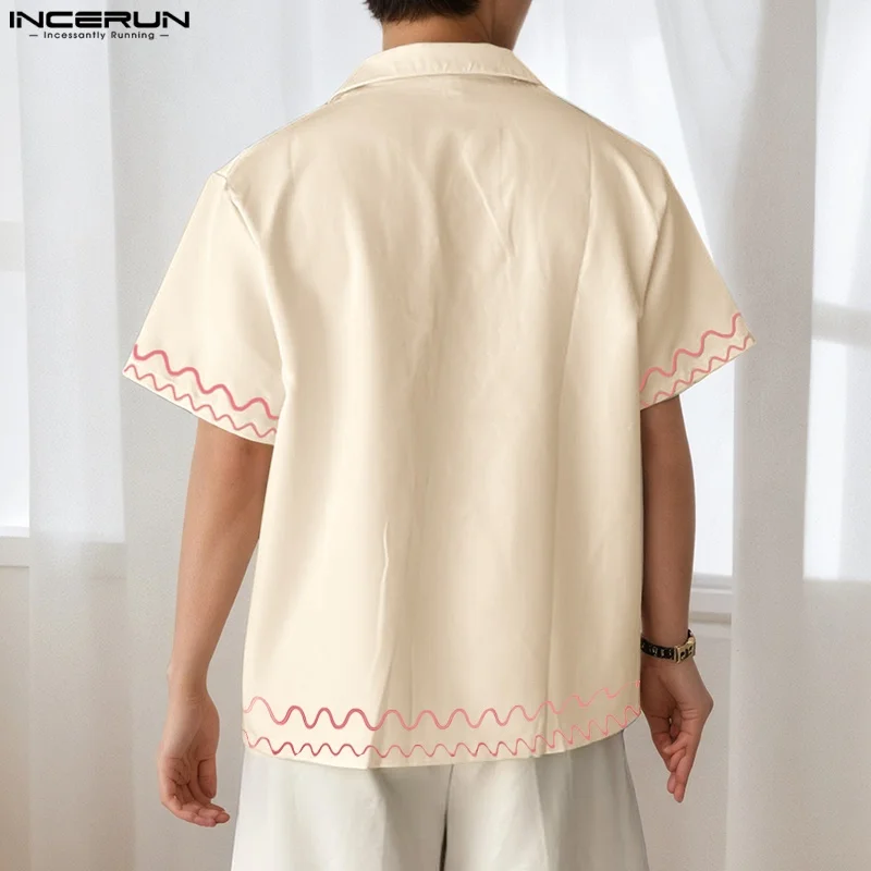 INCERUN hommes chemise impression revers à manches courtes été décontracté hommes dessus de chemise Streetwear vacances mode ample vêtements pour hommes
