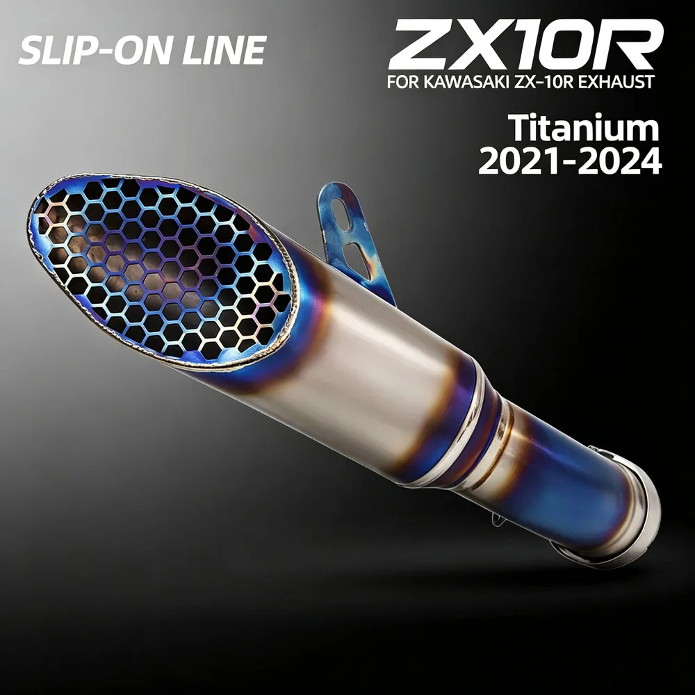 Motorcycle Exhaust Slip on Tail Tube For Kawasaki Ninja ZX10R ZX10RR ZX-10R/10RR 2021-2026 Racing Escape Honeycomb Muffler