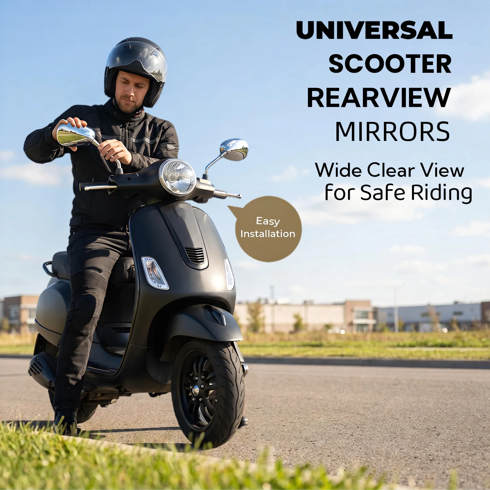 Rearview Mirror Motorcycle Universal M8 10mm Mount 2‑Level Adjustment 360° Rotatable Approved Mirrors For Vespa Scooter Chopper