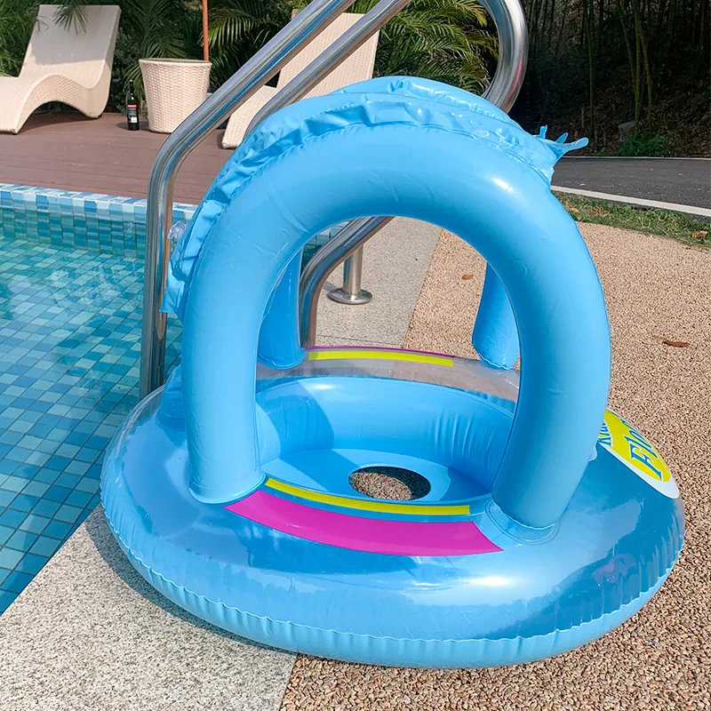 Baby Infant Swimming Circle Pool Float Swim Ring With Sunshade Floating Seat Summer Beach Pool Party Toys Air Mattress