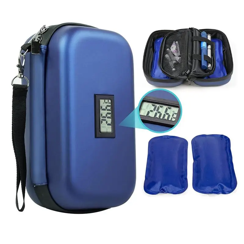 Hot kf-2X 24H Insulin Cooler Travel Case Medication Diabetic Cooler For Travel With Thermometer Temperature Display Fahrenheit