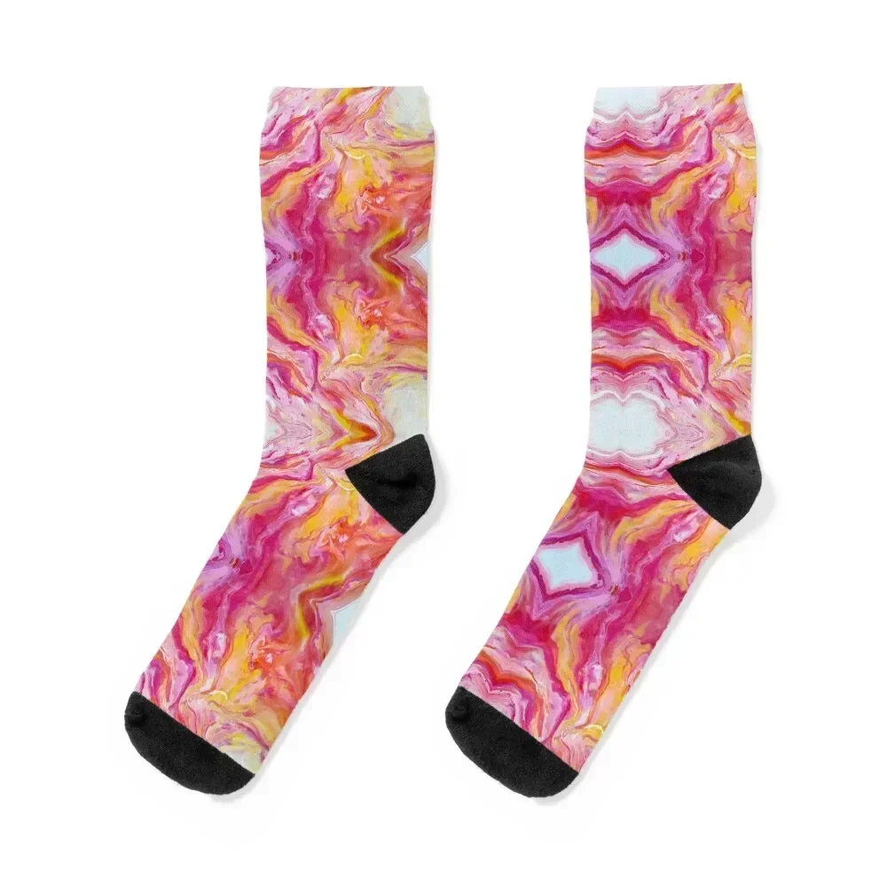 

Abstract Pink, Red, Yellow, Orange, and White Painting Socks christmass gift Wholesale tennis summer Socks Girl Men's