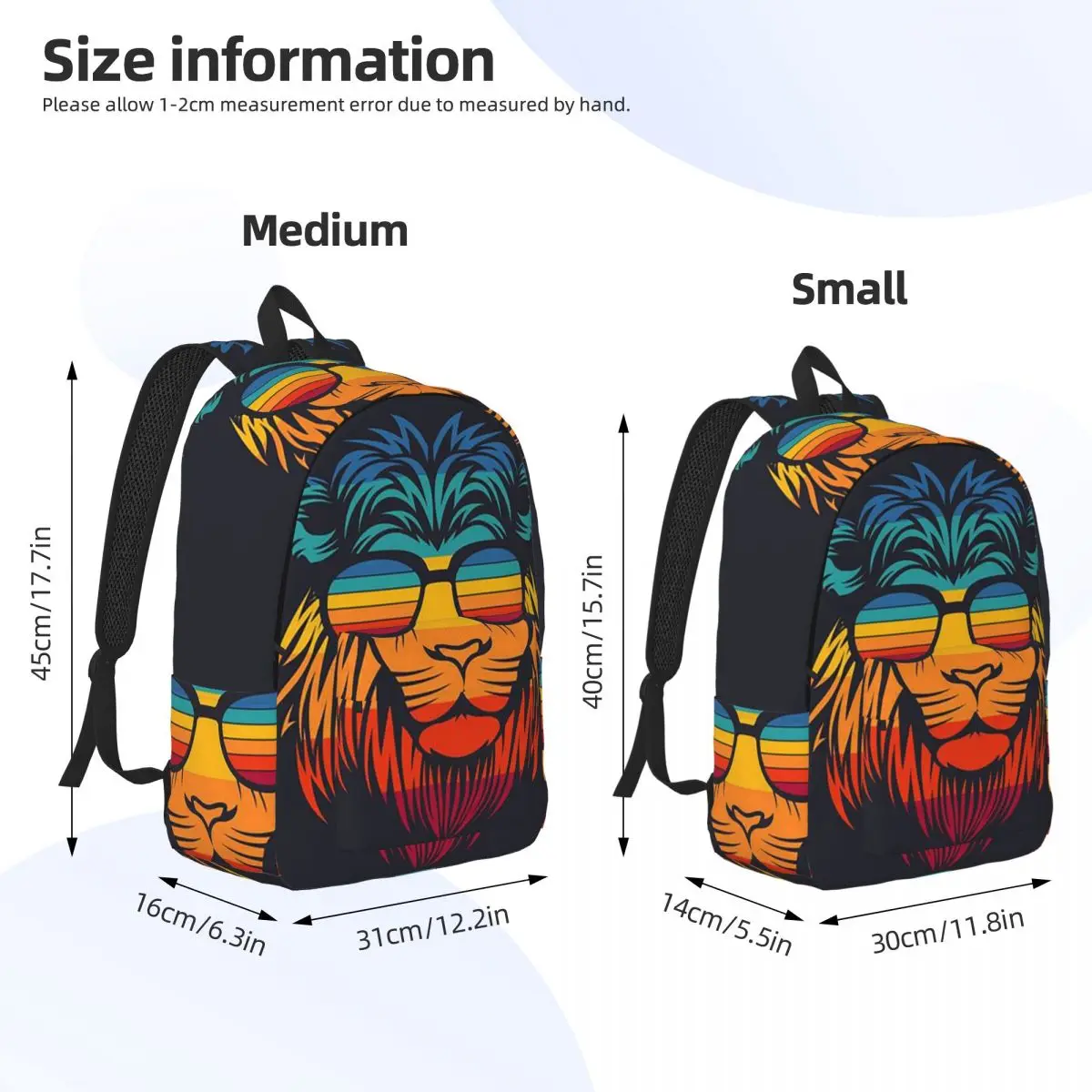 Lion Tiger Print Backpack Daypack Large Capacity Children BookBag School Bag Shoulder Bags for Boys Girls