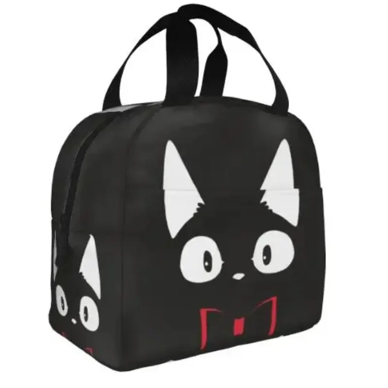 Anime Cat Portable Insulated Lunch Bag Reusable Portable Insulation Tote Lunch Box Cooler Bag with Zipper and Pocket for Women