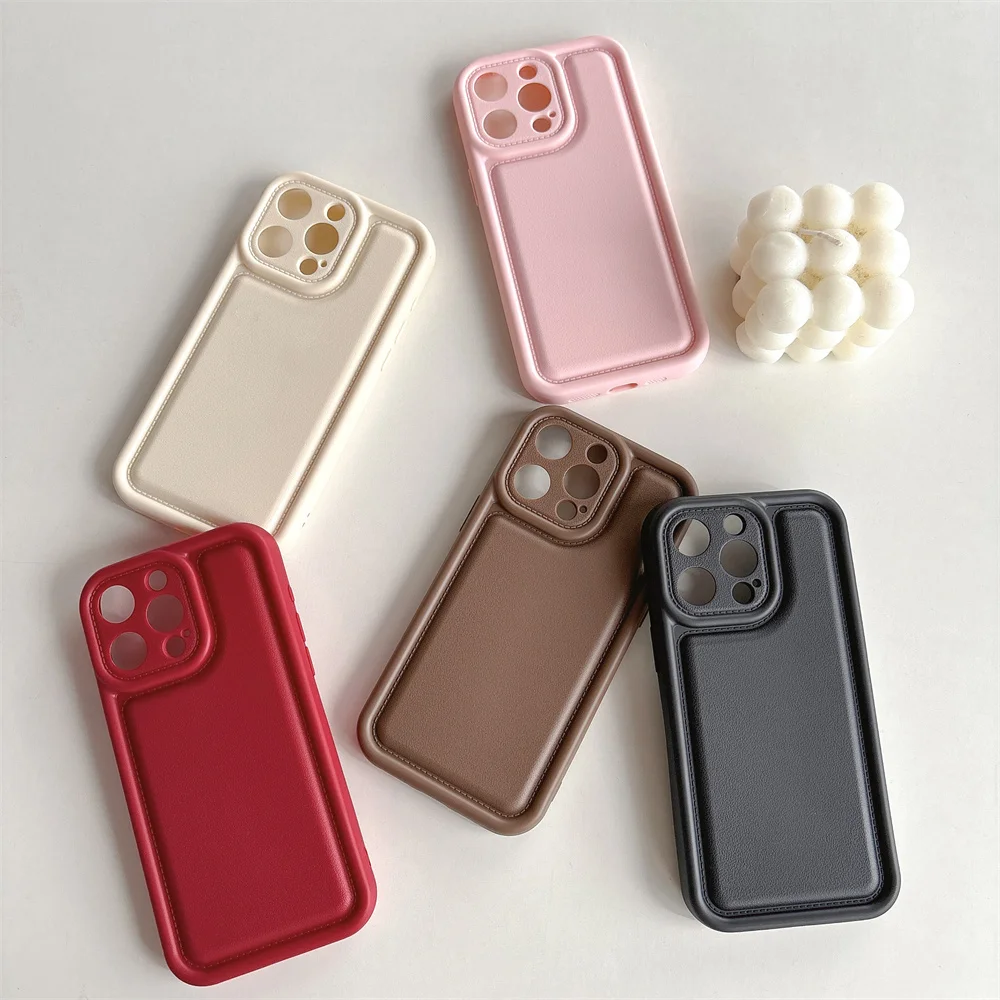 

Luxury Frosted Leather Texture Silicone Case for iPhone 15 Pro Max 11 12 13 Pro 14 Plus Bubble Soap Design Comfortable Grip Case