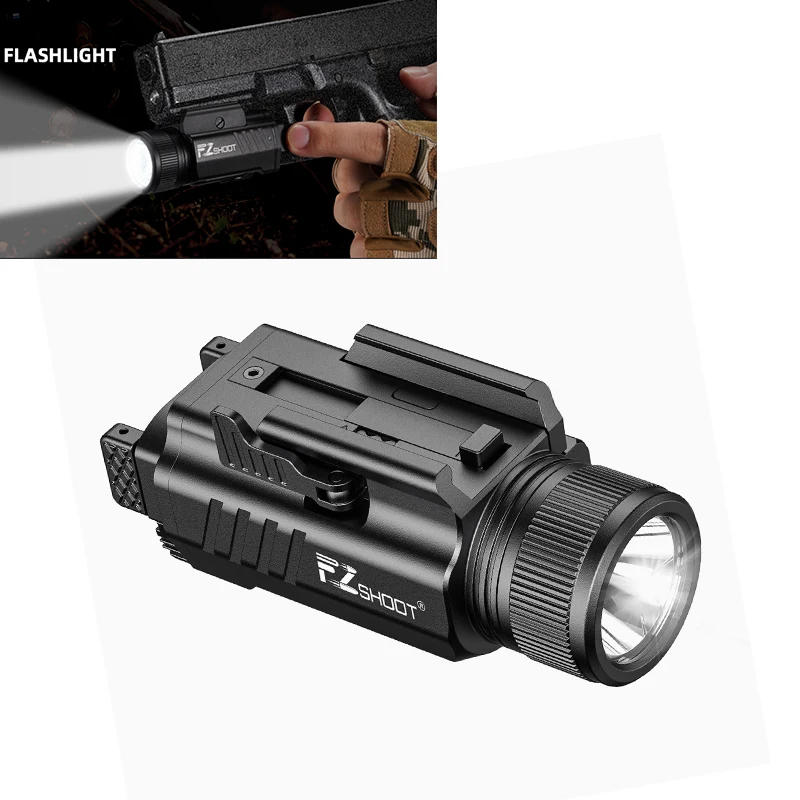 

EZshoot 2000 Lumen Tactical Flashlight Compact LED Light Rechargeable for Pistol Picatinny or GL Rail with Adjustable Slide Rail
