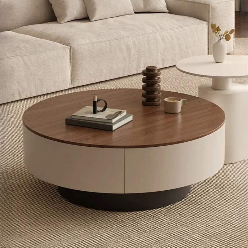 luxury Modern Round Coffee Table with Hidden Storage, Minimalist Accent Table with Rotating Top and Sturdy Base for Living Room