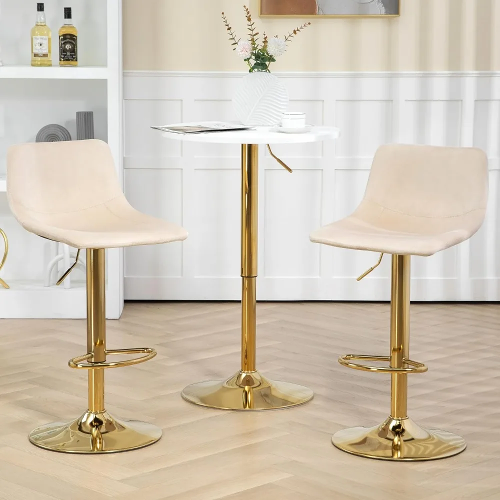 2, Swivel Barstools with Footrest and Low Back, Adjustable Counter Height Armless Upholstered Modern Bar Chairs for Home Bar,