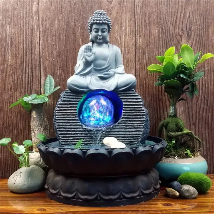 

Southeast Asia Buddha Statue Fountain Living Room Humidifier Desktop Feng Shui Lucky Ornaments Home Decorations