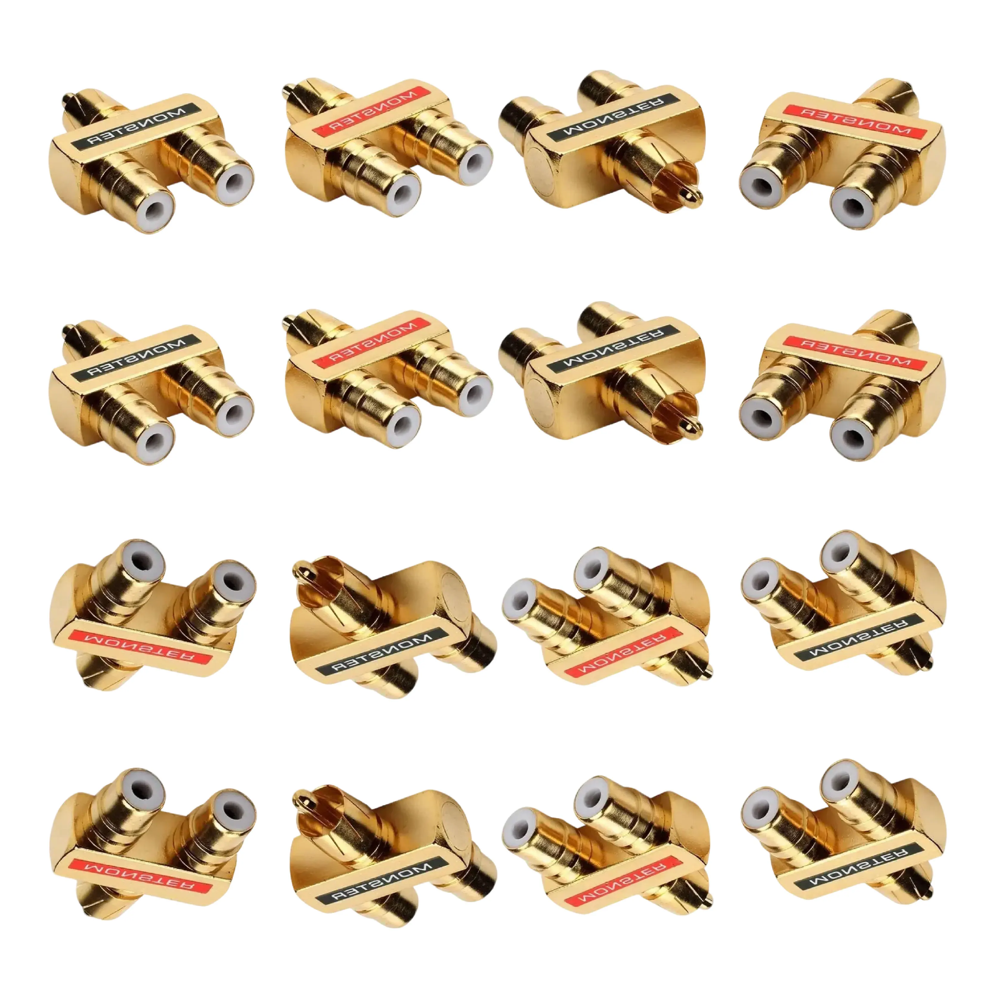 2/4/8/16Pcs Gold-Plated RCA One in Two One Male and Two Females Connectors Splitter Audio Video Adapters