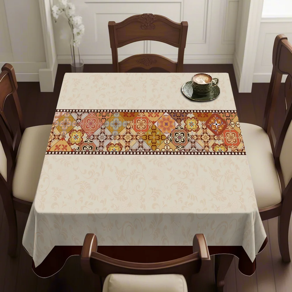 A simple floral print pattern, new square tablecloth, luxurious and high-end square tablecloth