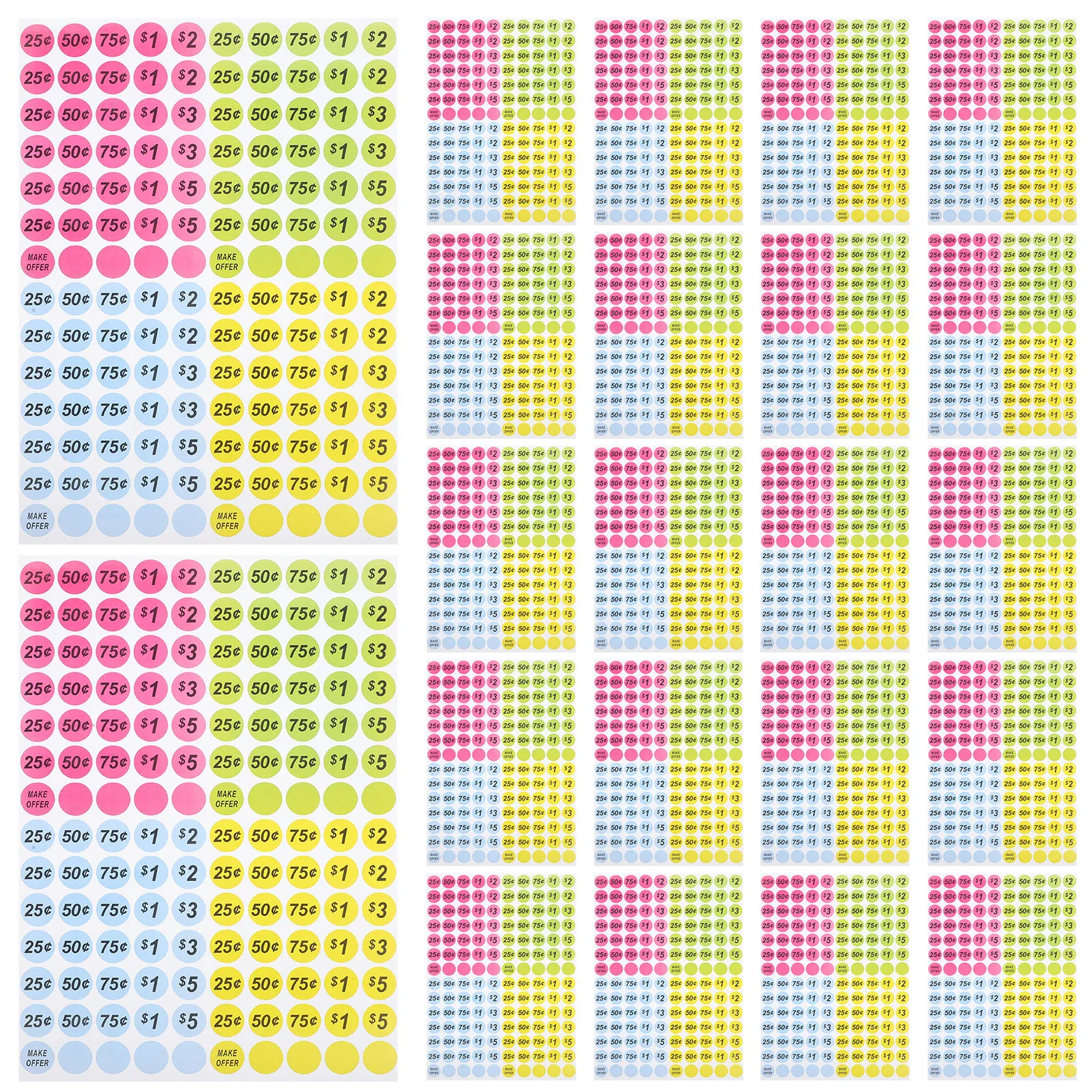 

25 Sheets Sale Price Stickers Bright Color Easy Operate Retail Store Pricing Labels Supermarket Supply Sale Stickers