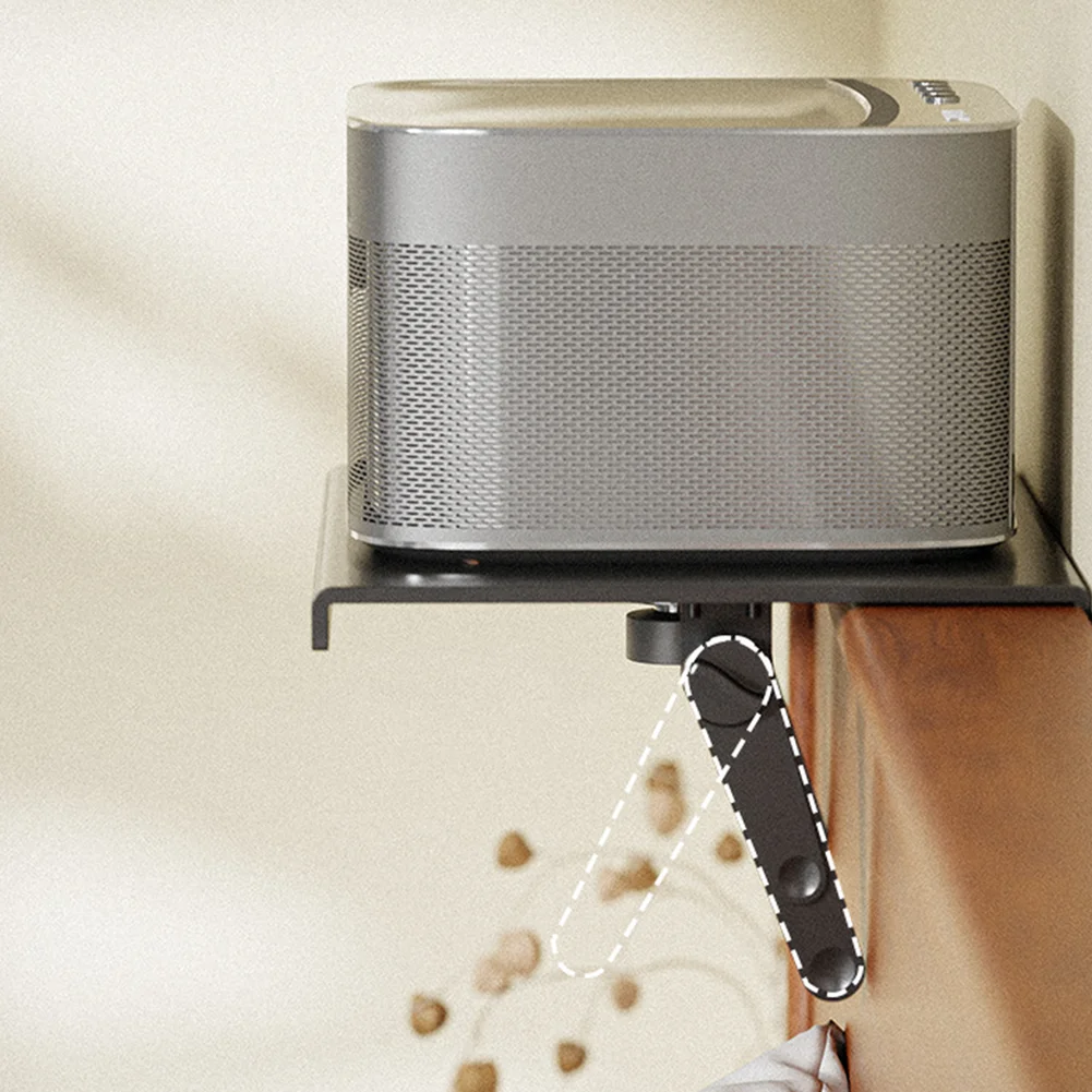 Wall Mounted Dual Device Bracket No Drill Installation for Projector and Router Suitable for Bedroom Living Area