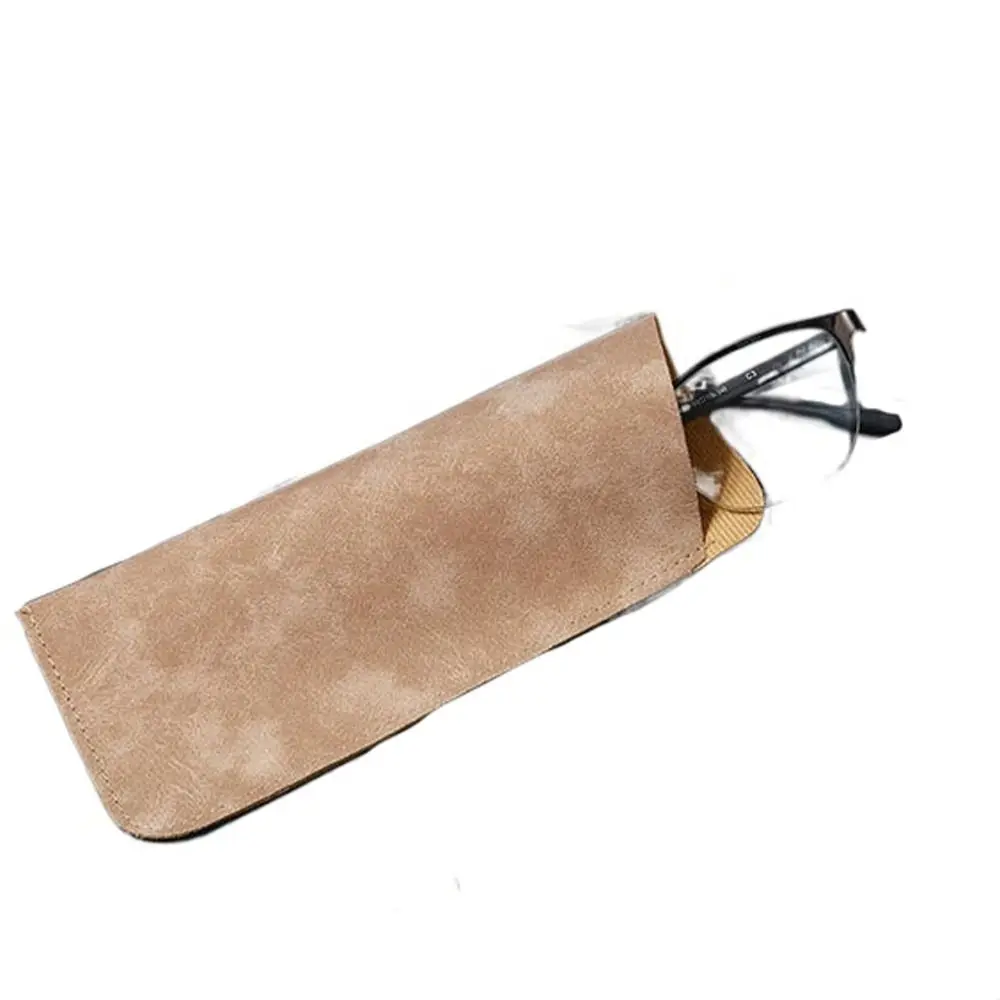 작은 직사각형 PU 가죽 안경 가방 커버 소프트 선글라스 가방 간단한 스타일 벨벳 안감 안경 홀더 야외
